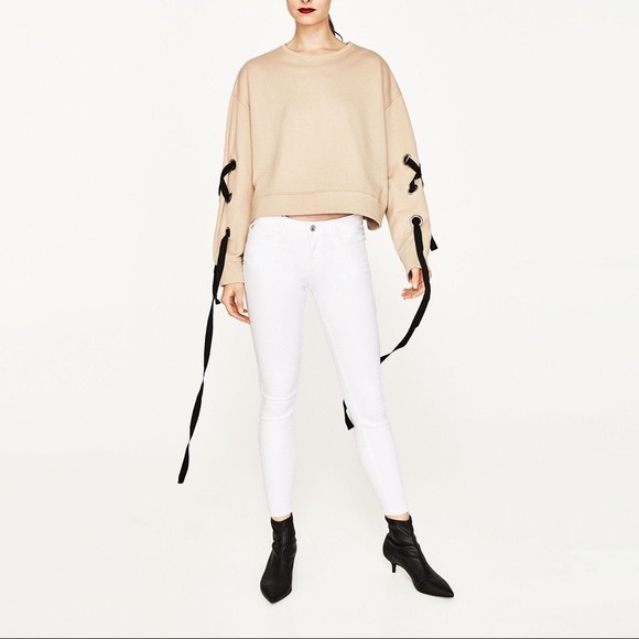 Zara ribbon cropped sweatshirt - Picture 3 of 8
